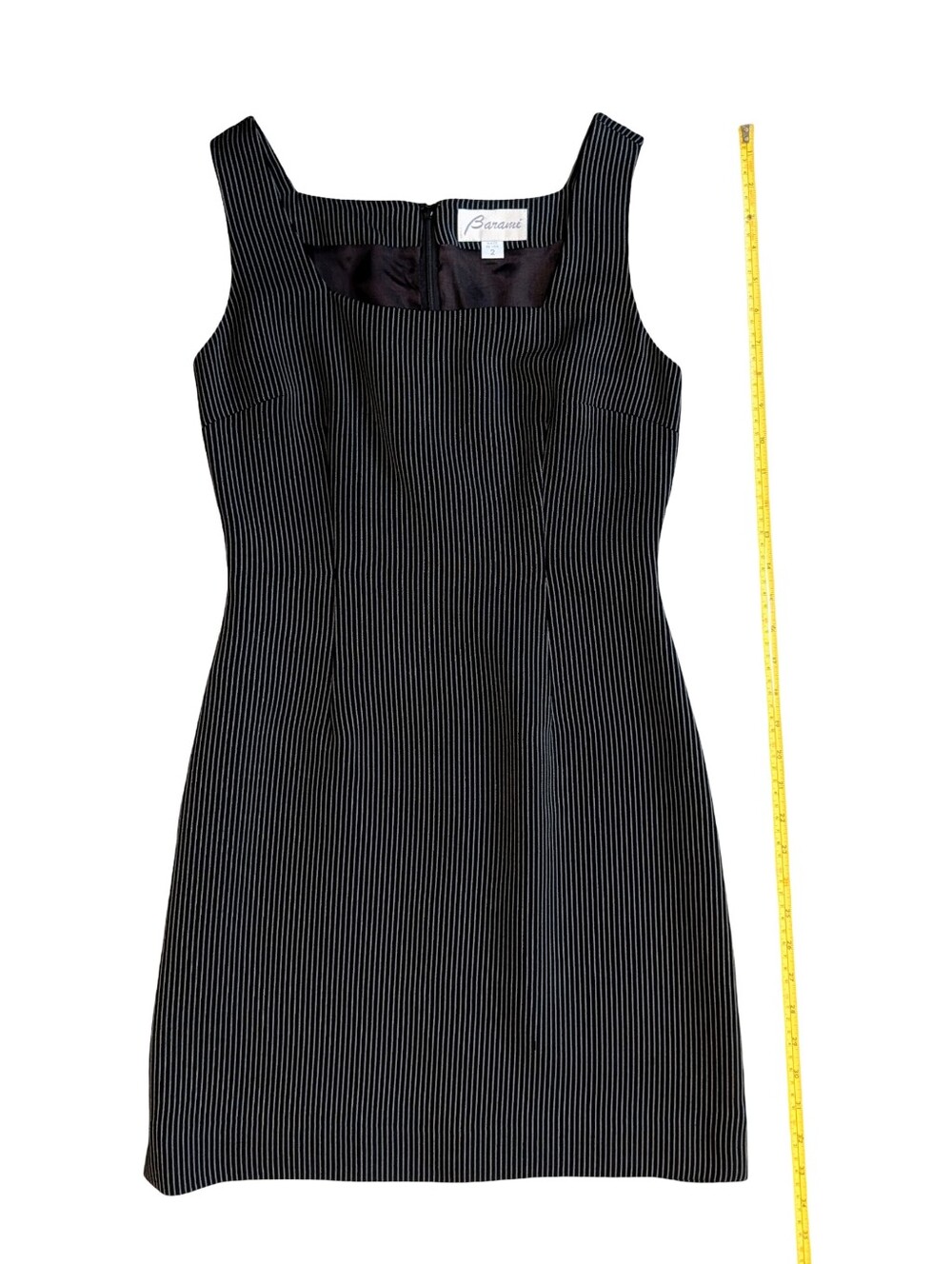 Barami Sleeveless Black Dress Pinstripe Square Neck Workwear Office Classic 2